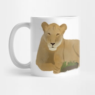 Watercolor Sitting Lioness Mug